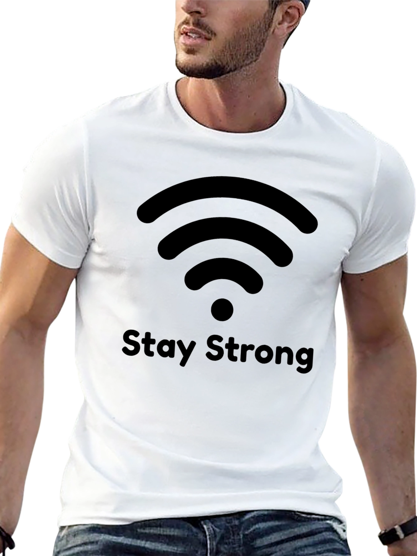 Stay Strong Wifi Symbol Black T-Shirt