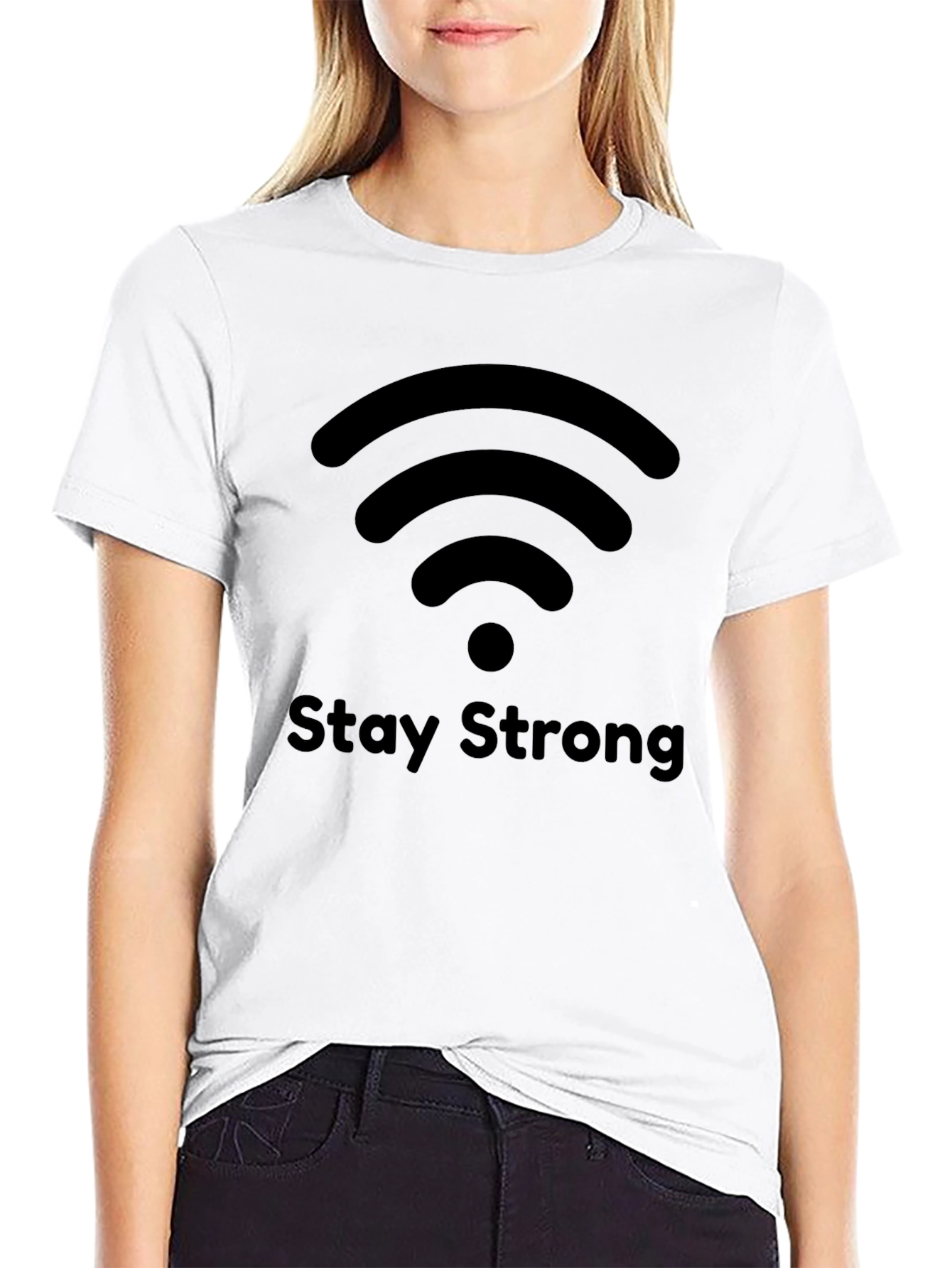Stay Strong Wifi Symbol Black T-Shirt