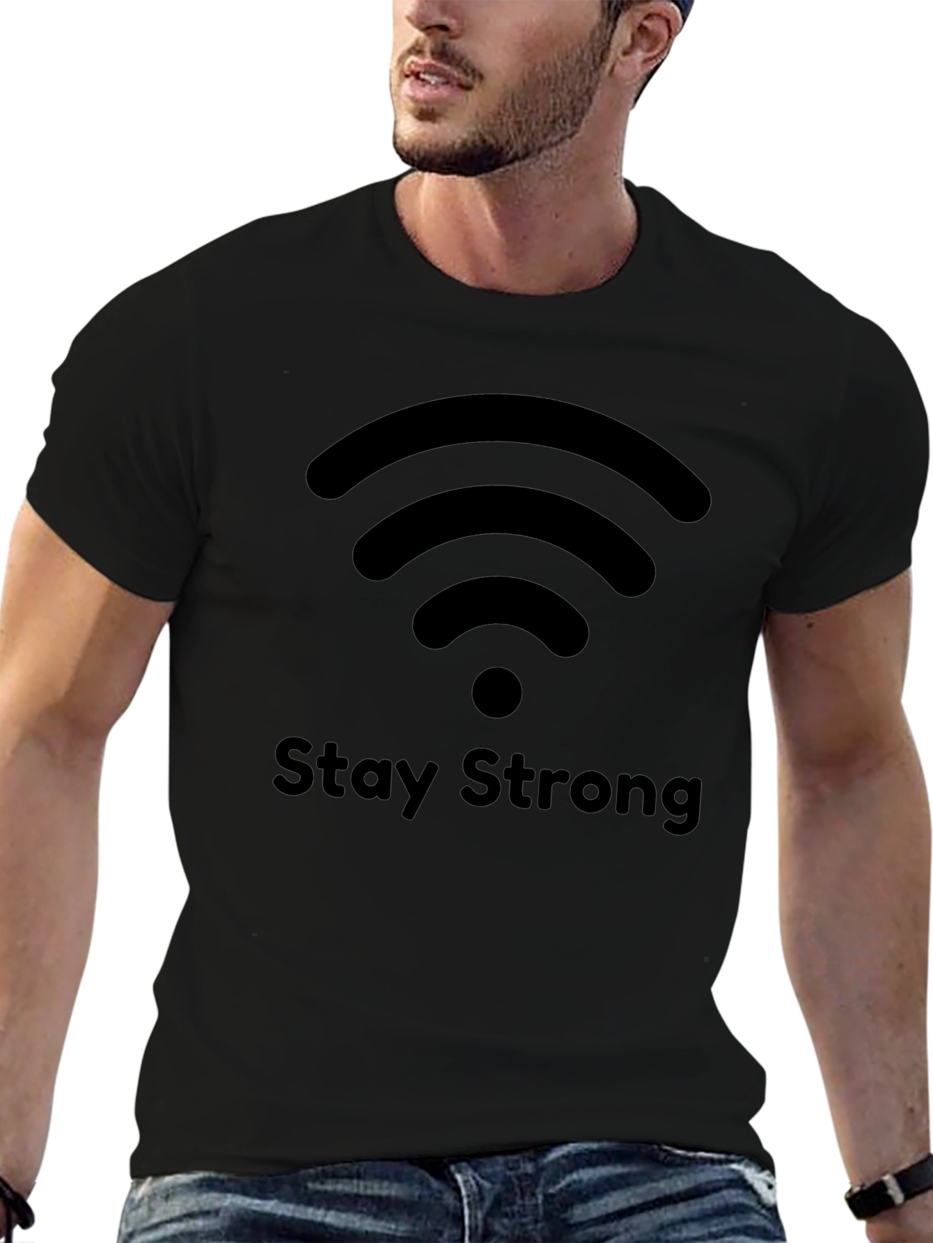 Stay Strong Wifi Symbol Black T-Shirt
