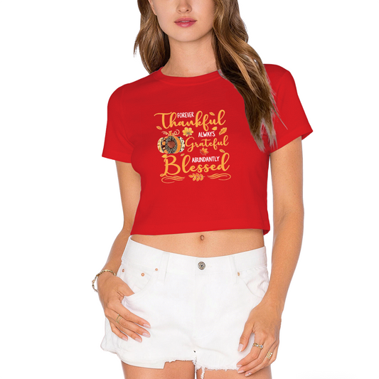 Forever Thankful Grateful Blessed Fall Pumpkin Crop Top