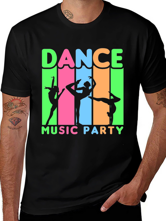Dance Music Party T-Shirt Black Cotton Tee