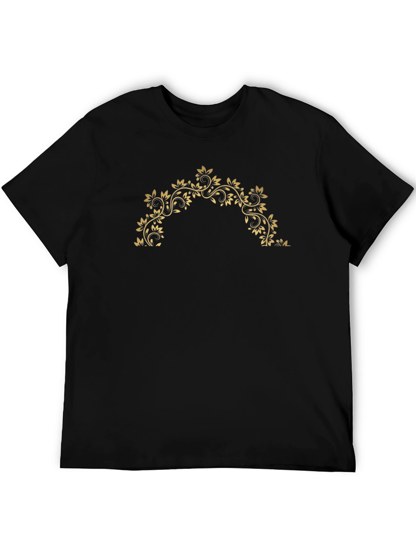 Black T-Shirt with Floral Design