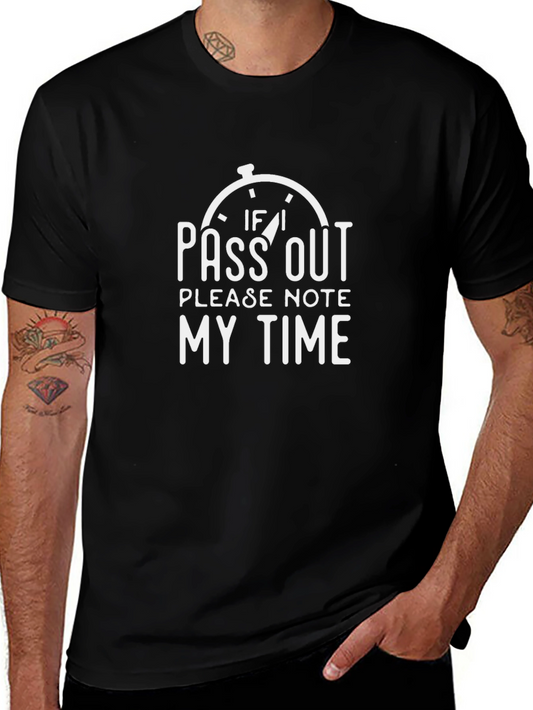 Funny Pass Out Graphic Print Crew Neck T-Shirt