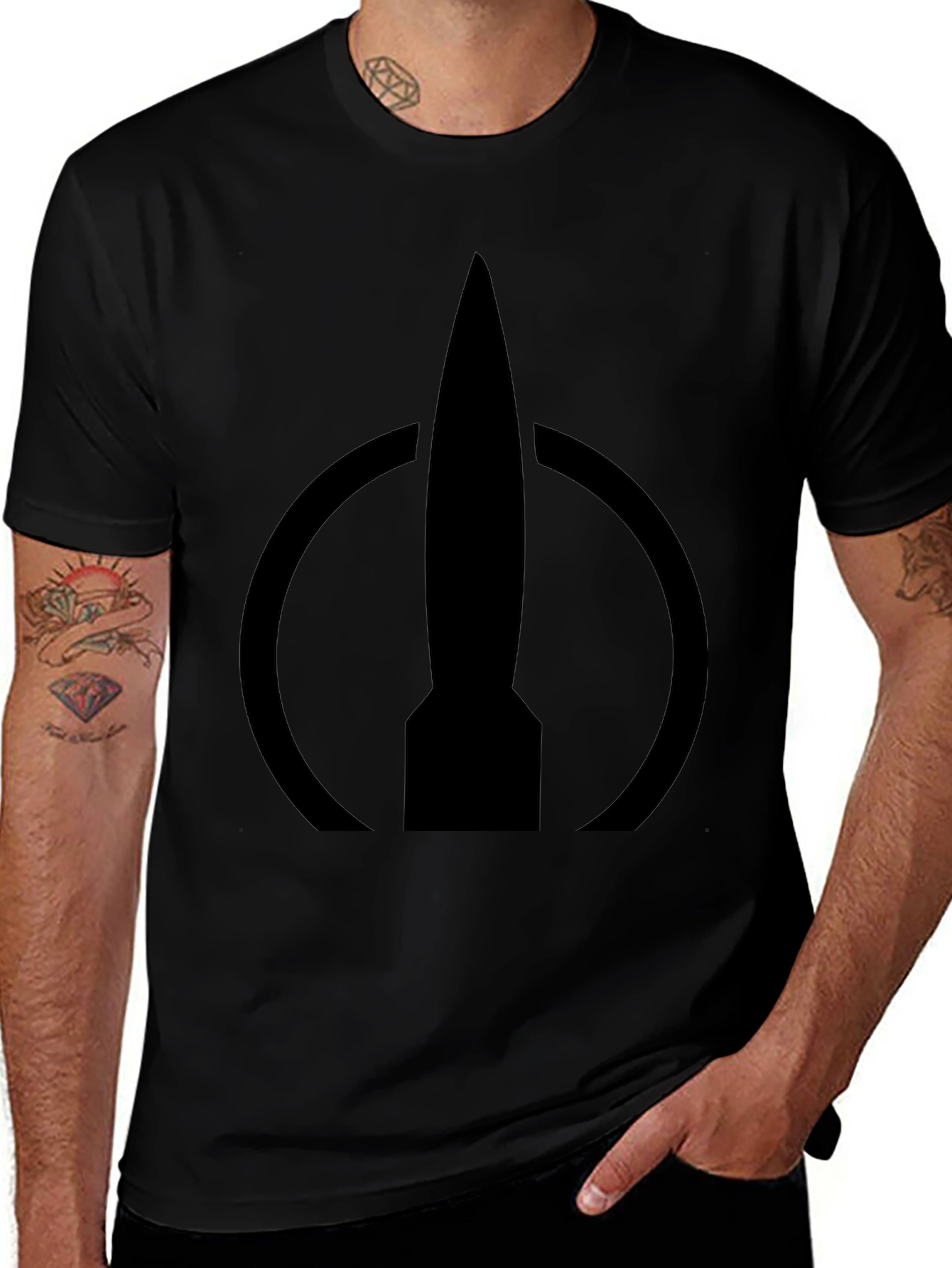 Rocket Logo Black T-Shirt - Modern Design