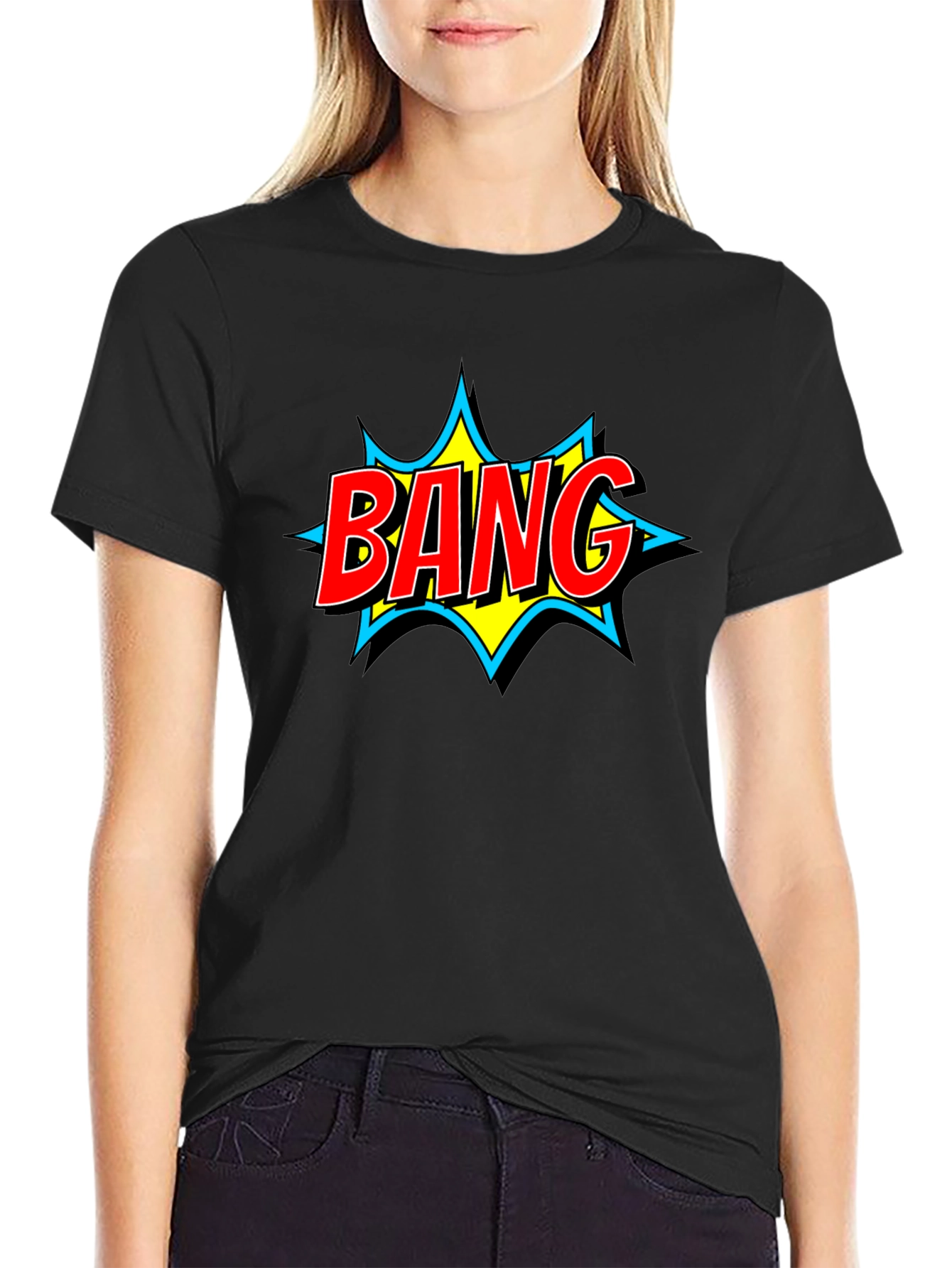 Bang! Comic Book Style Graphic Tee - Black