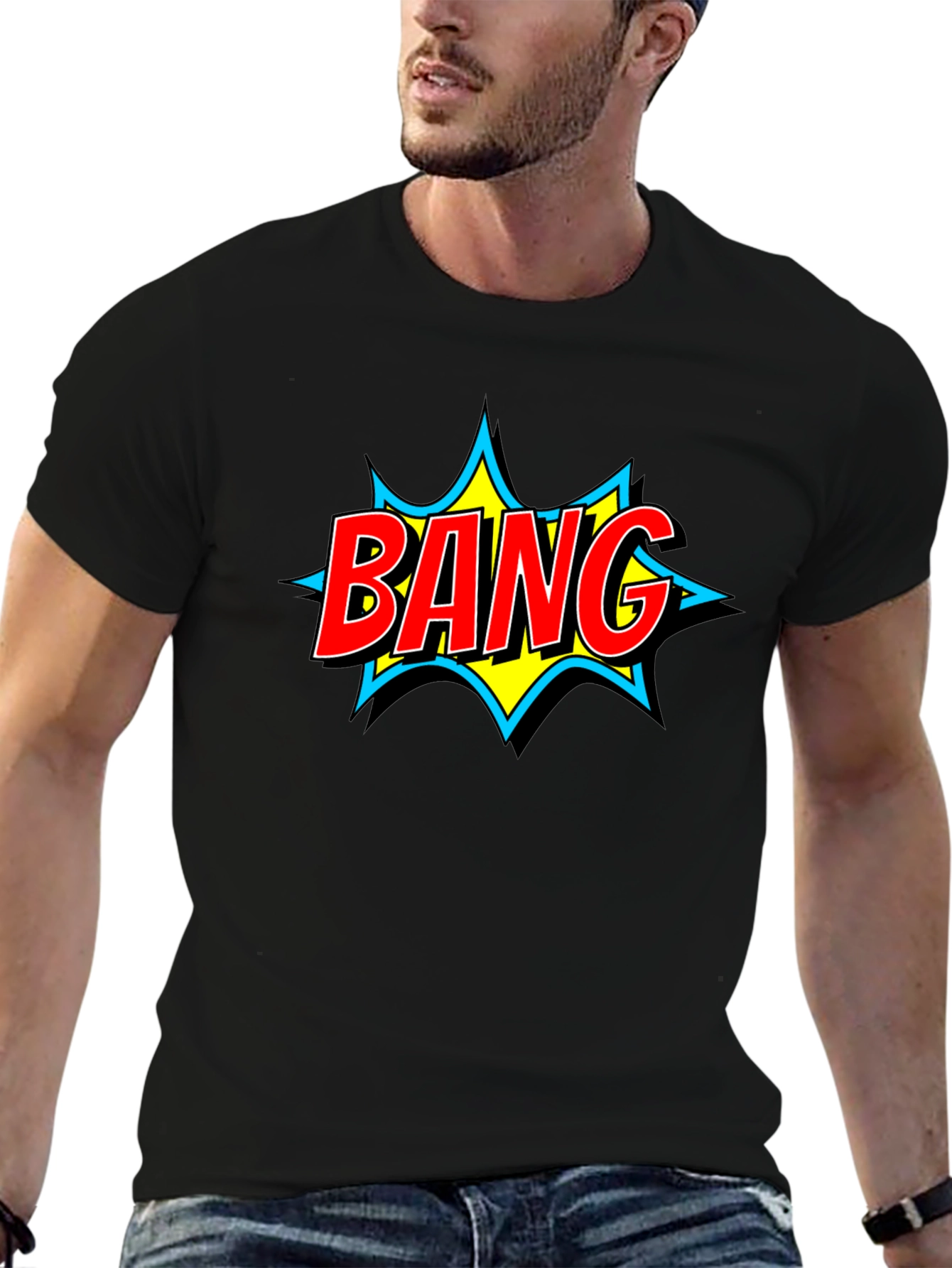 Bang! Comic Book Style Graphic Tee - Black