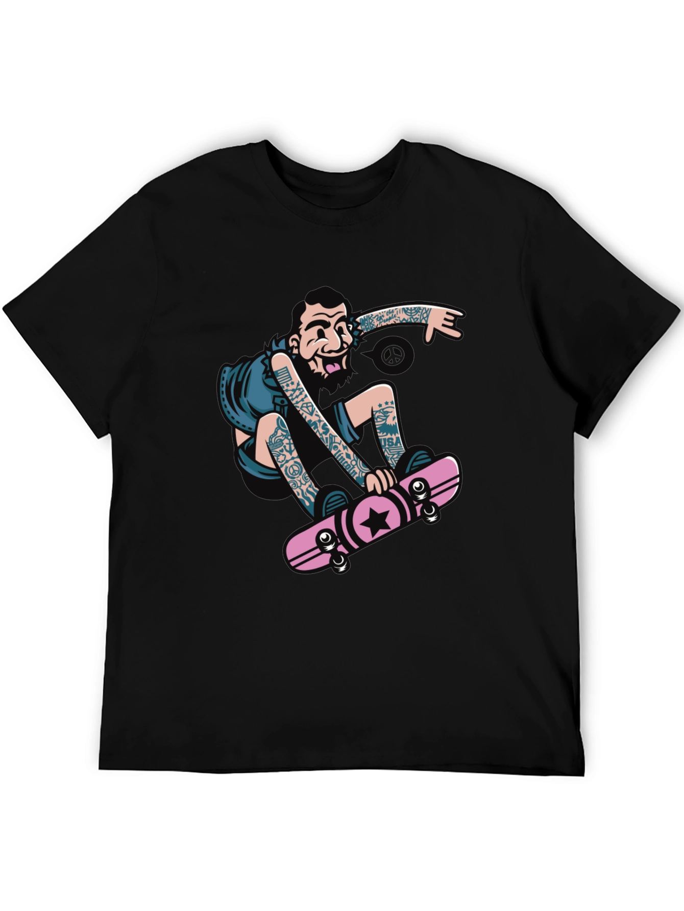 Skateboarder Graphic Tee - Black
