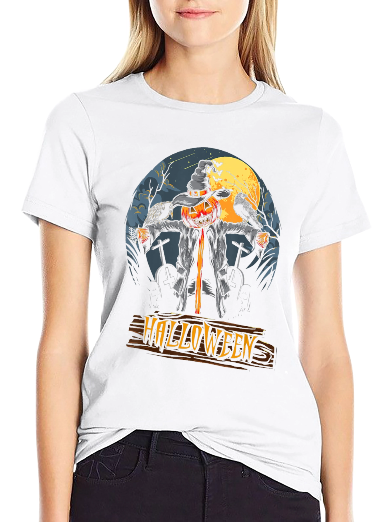 Halloween Scarecrow Pumpkin T-Shirt - Spooky Season