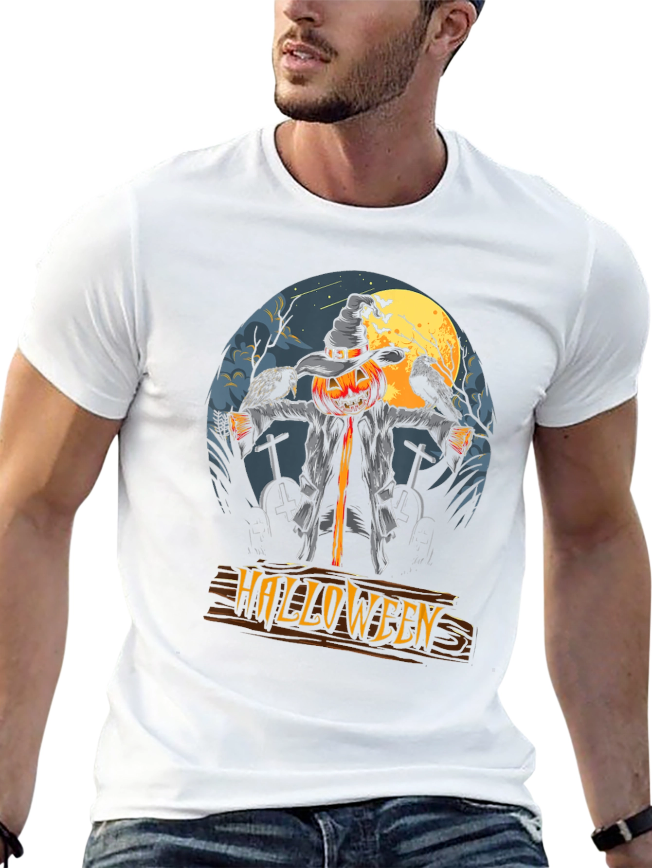 Halloween Scarecrow Pumpkin T-Shirt - Spooky Season