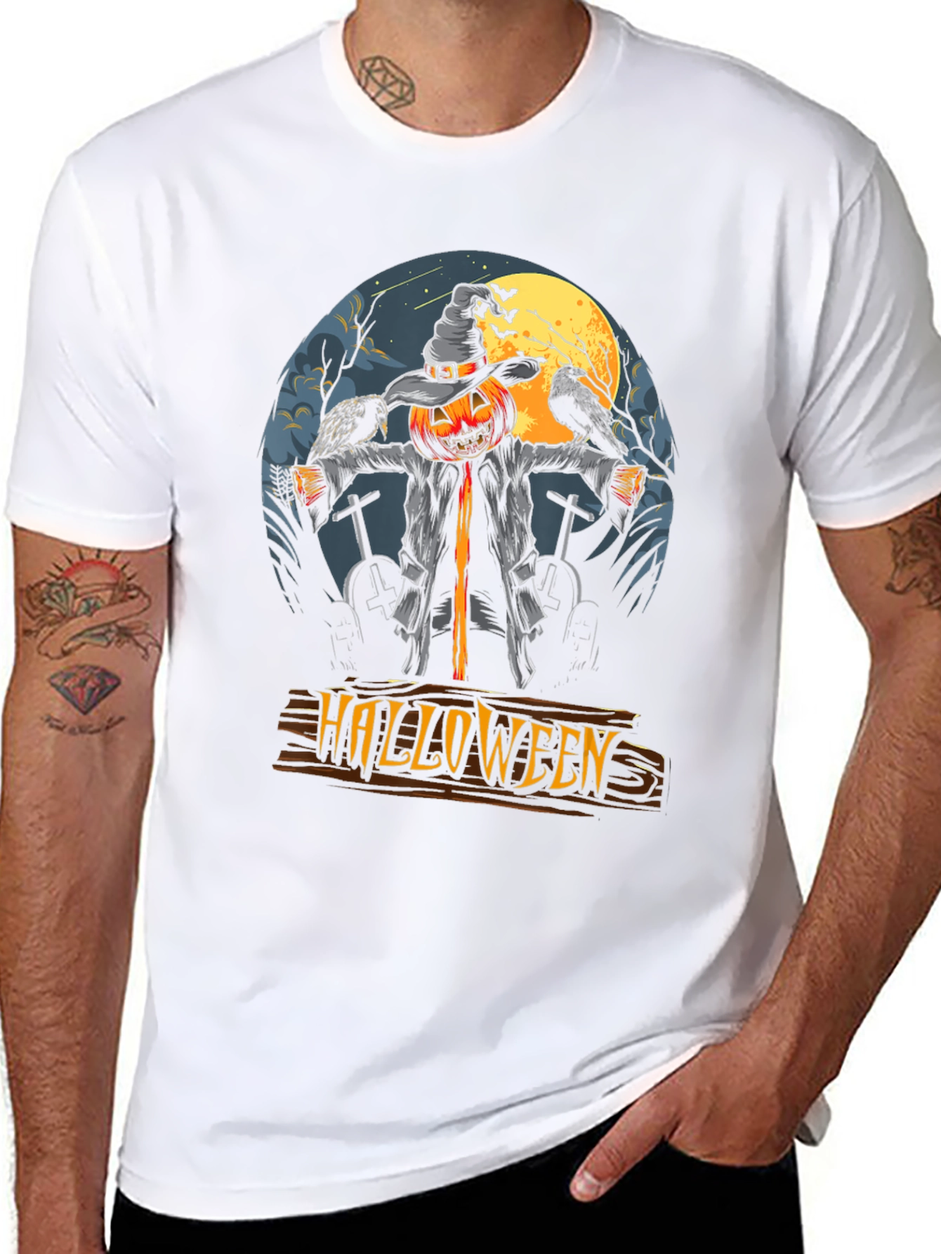 Halloween Scarecrow Pumpkin T-Shirt - Spooky Season