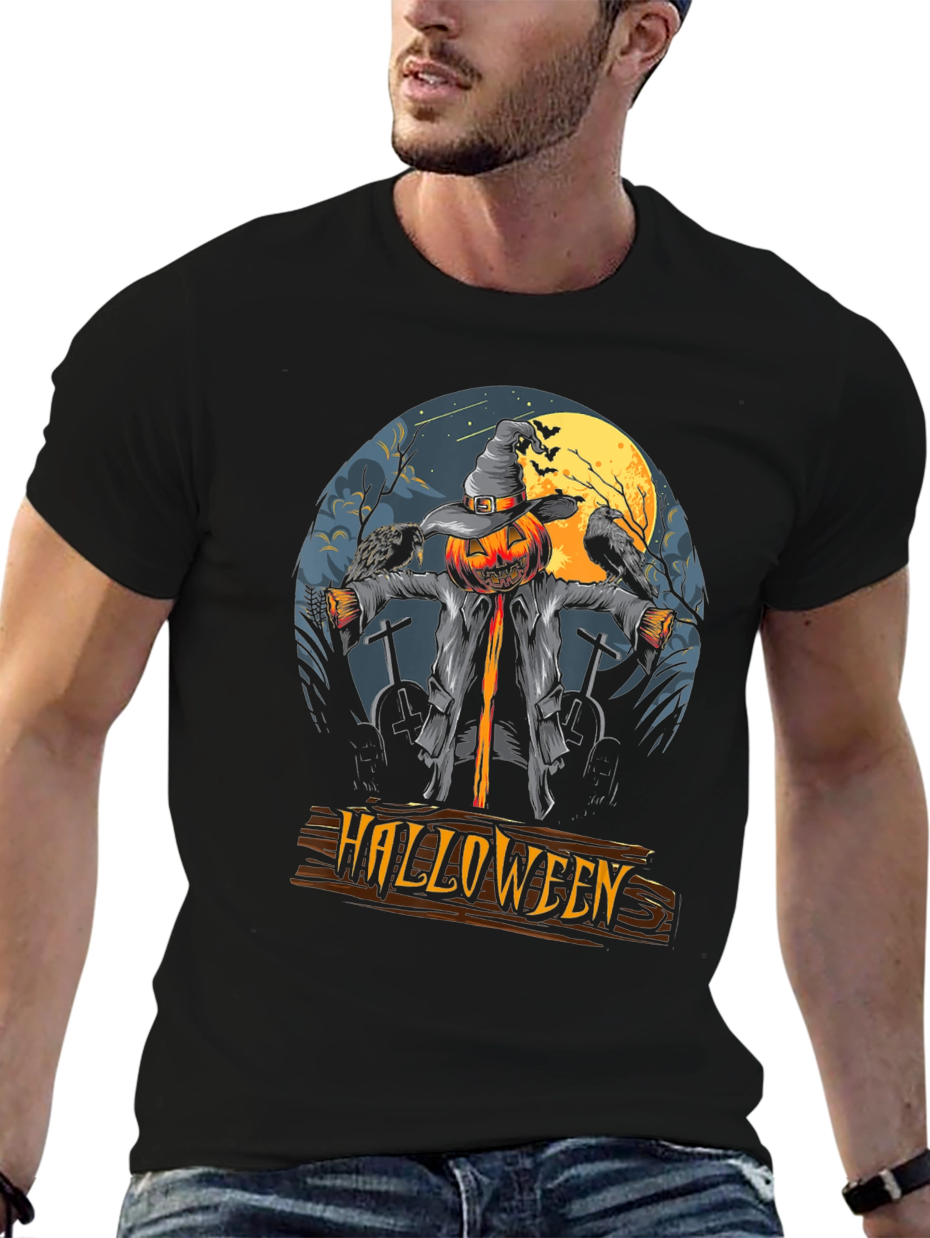 Halloween Scarecrow Pumpkin T-Shirt - Spooky Season