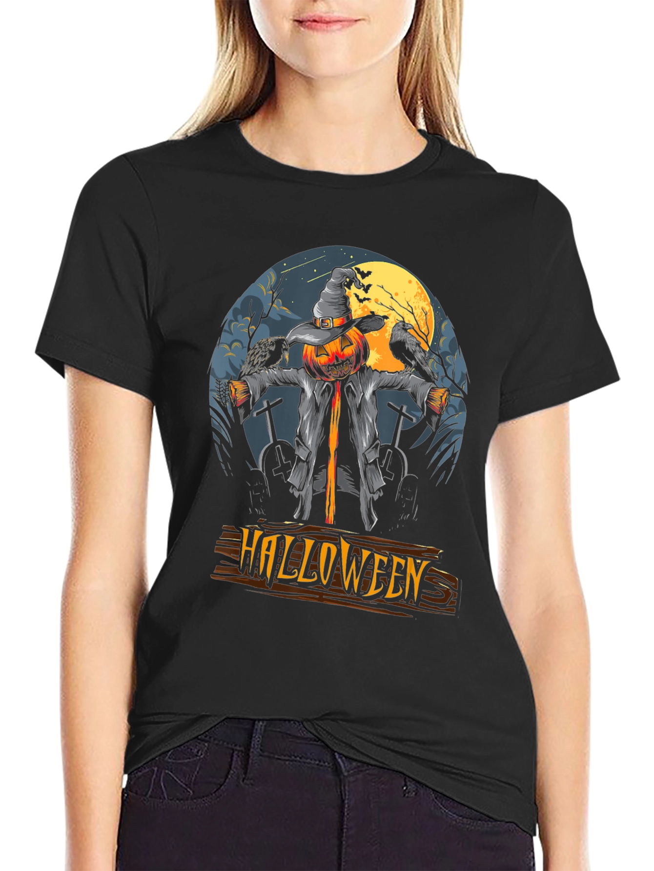 Halloween Scarecrow Pumpkin T-Shirt - Spooky Season