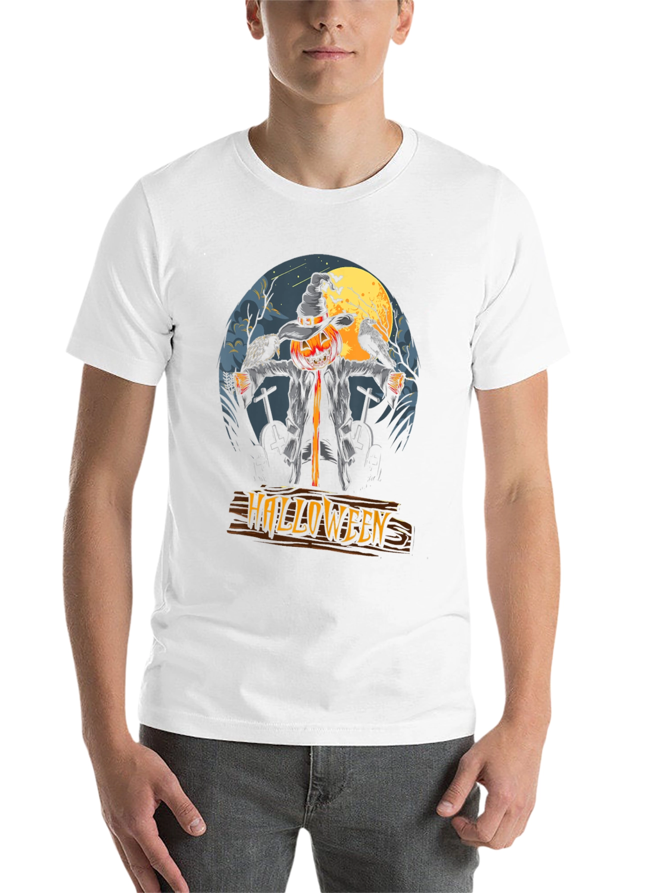 Halloween Scarecrow Pumpkin T-Shirt - Spooky Season