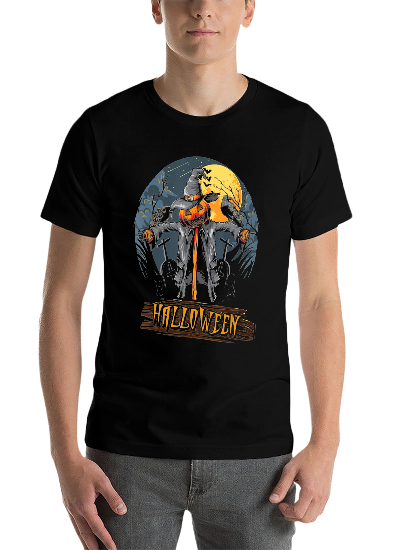 Halloween Scarecrow Pumpkin T-Shirt - Spooky Season