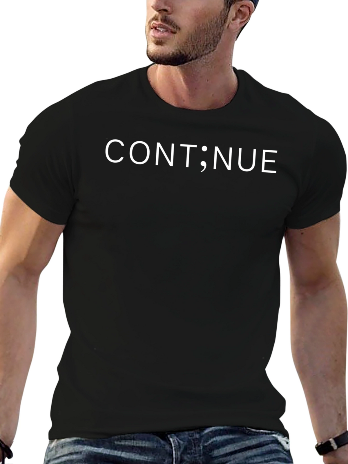 Continue Semicolon Programmer Humor Black T-Shirt