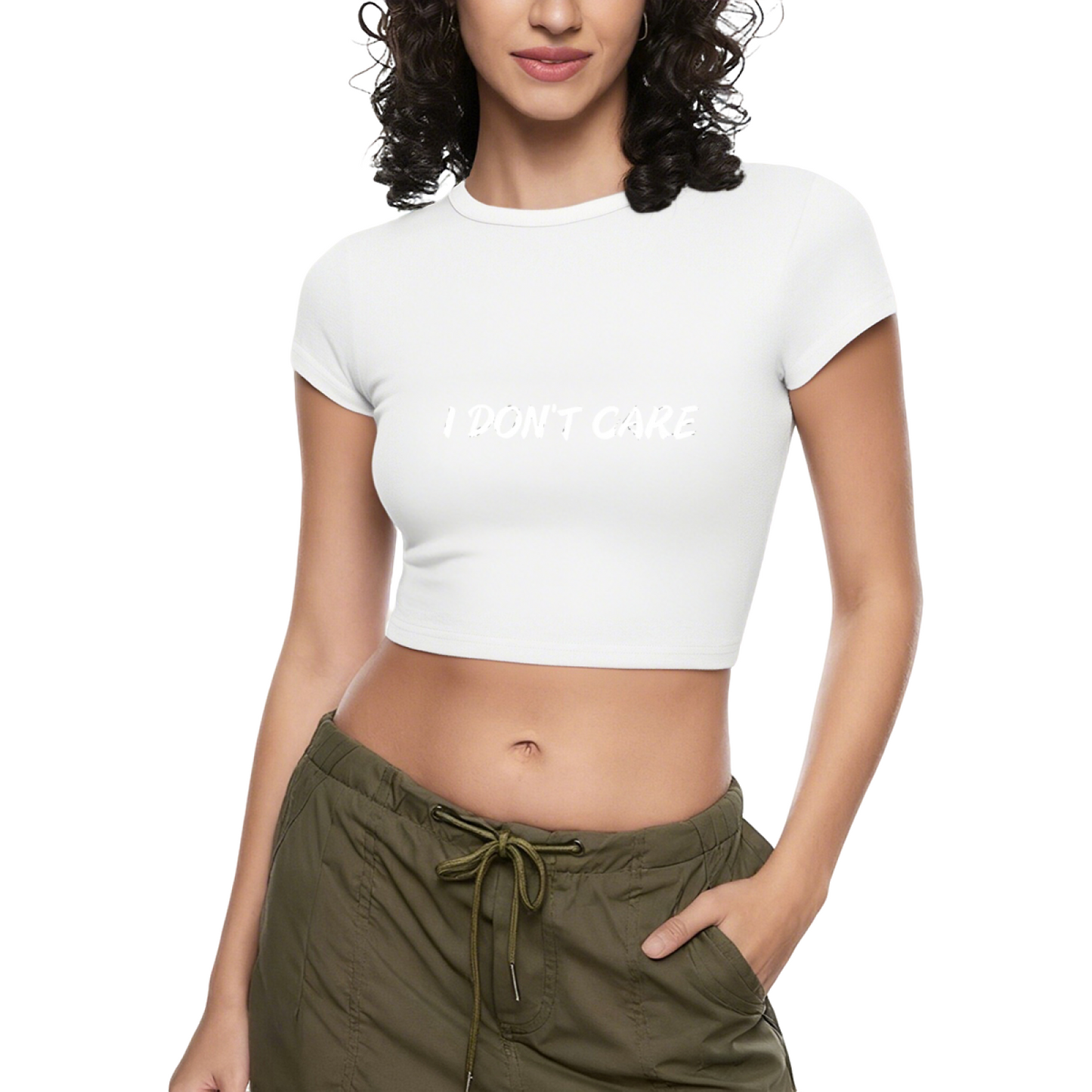 I Don¡¯t Care Sassy Bold Red Statement Crop Top ¨C Attitude Streetwear Tee