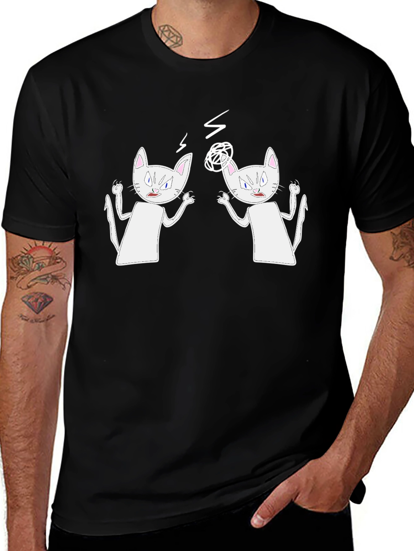 Quarrelsome Cats Graphic T-Shirt