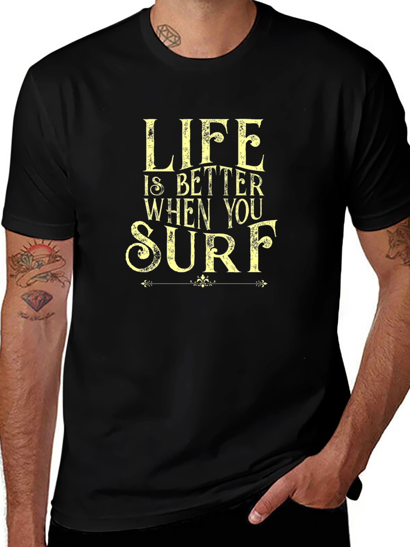 Life Is Better When You Surf Black T-Shirt