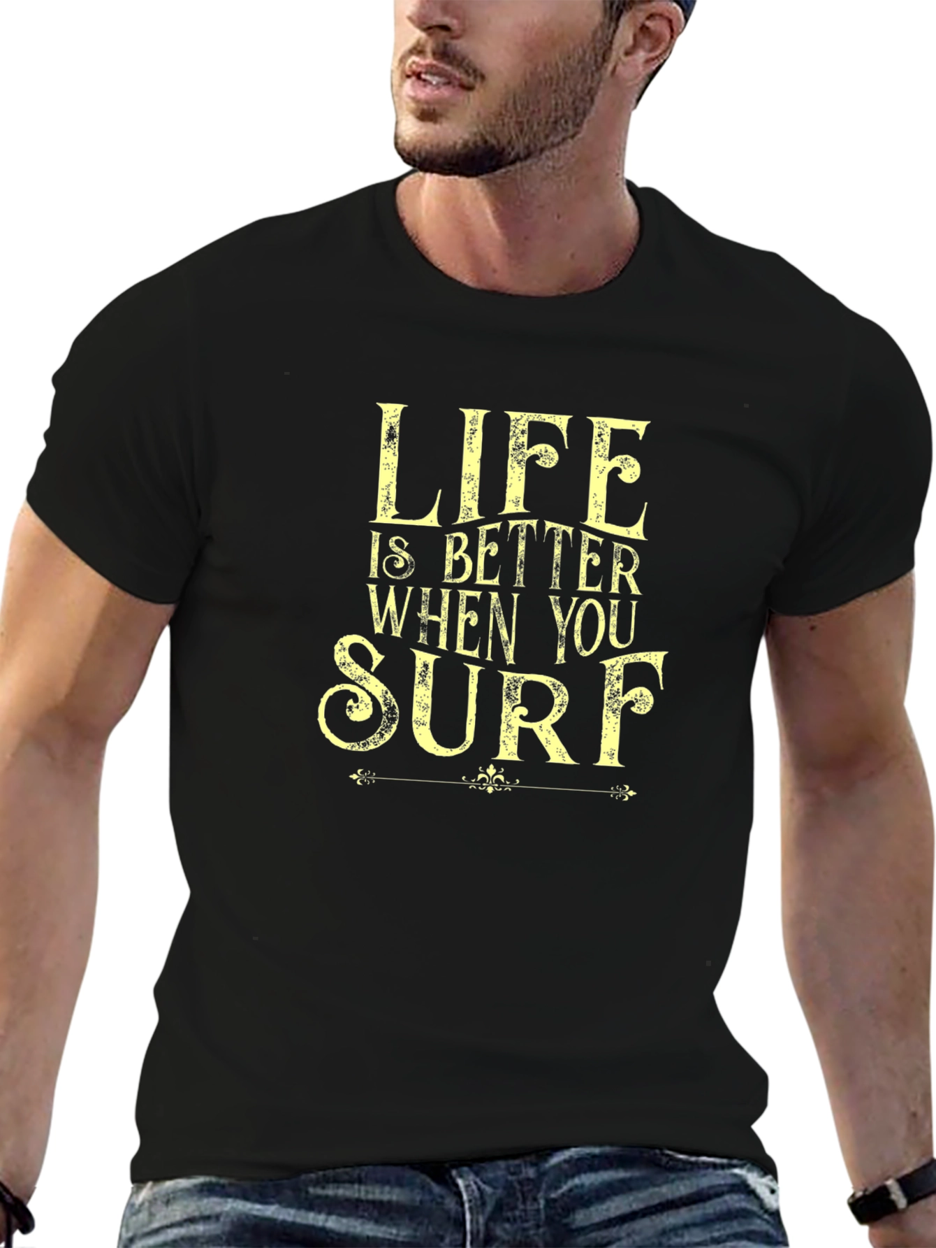 Life Is Better When You Surf Black T-Shirt