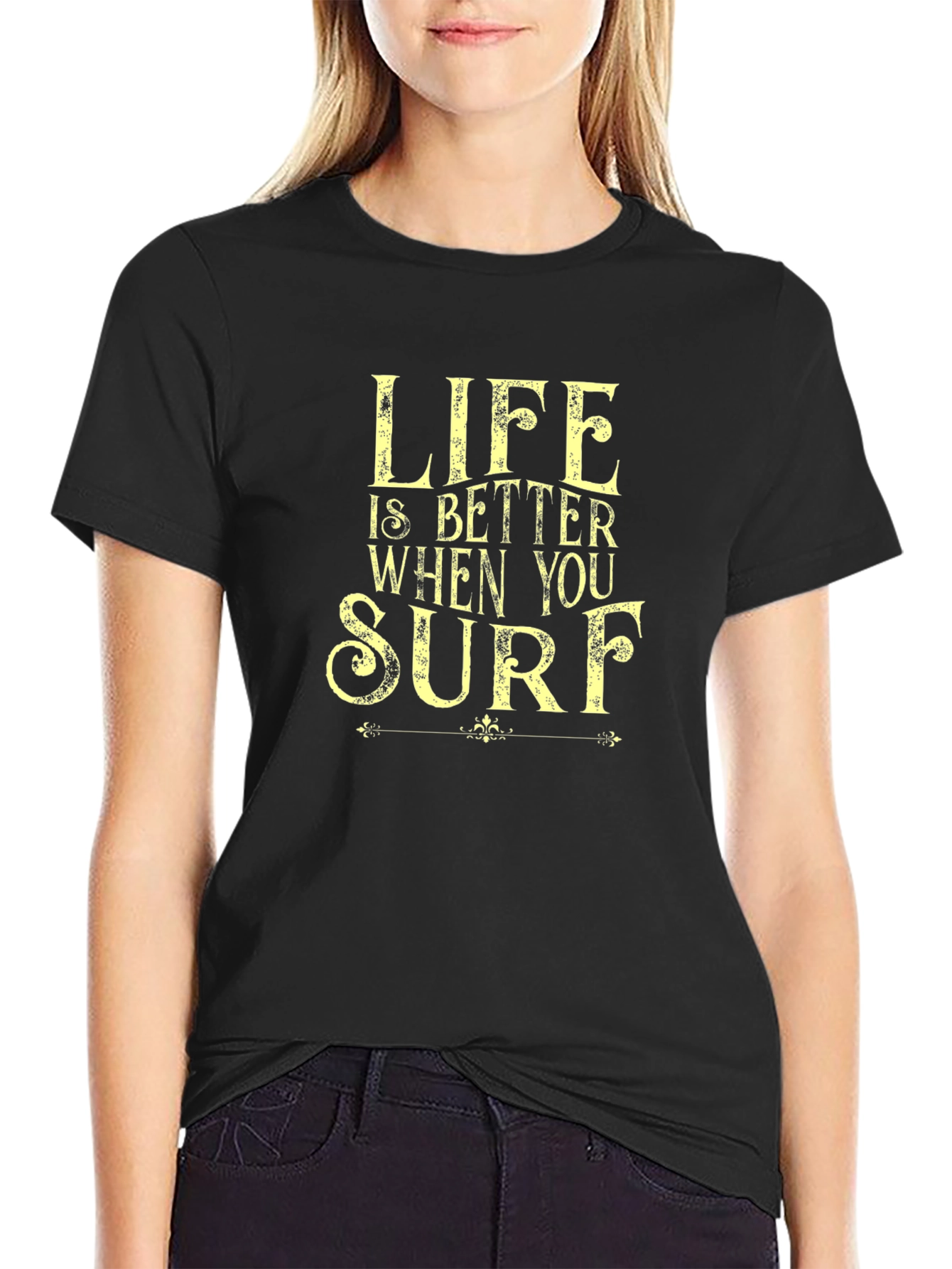 Life Is Better When You Surf Black T-Shirt