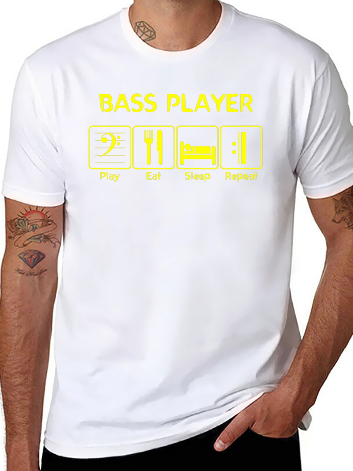 Bass Player Play Eat Sleep Repeat Graphic T-Shirt
