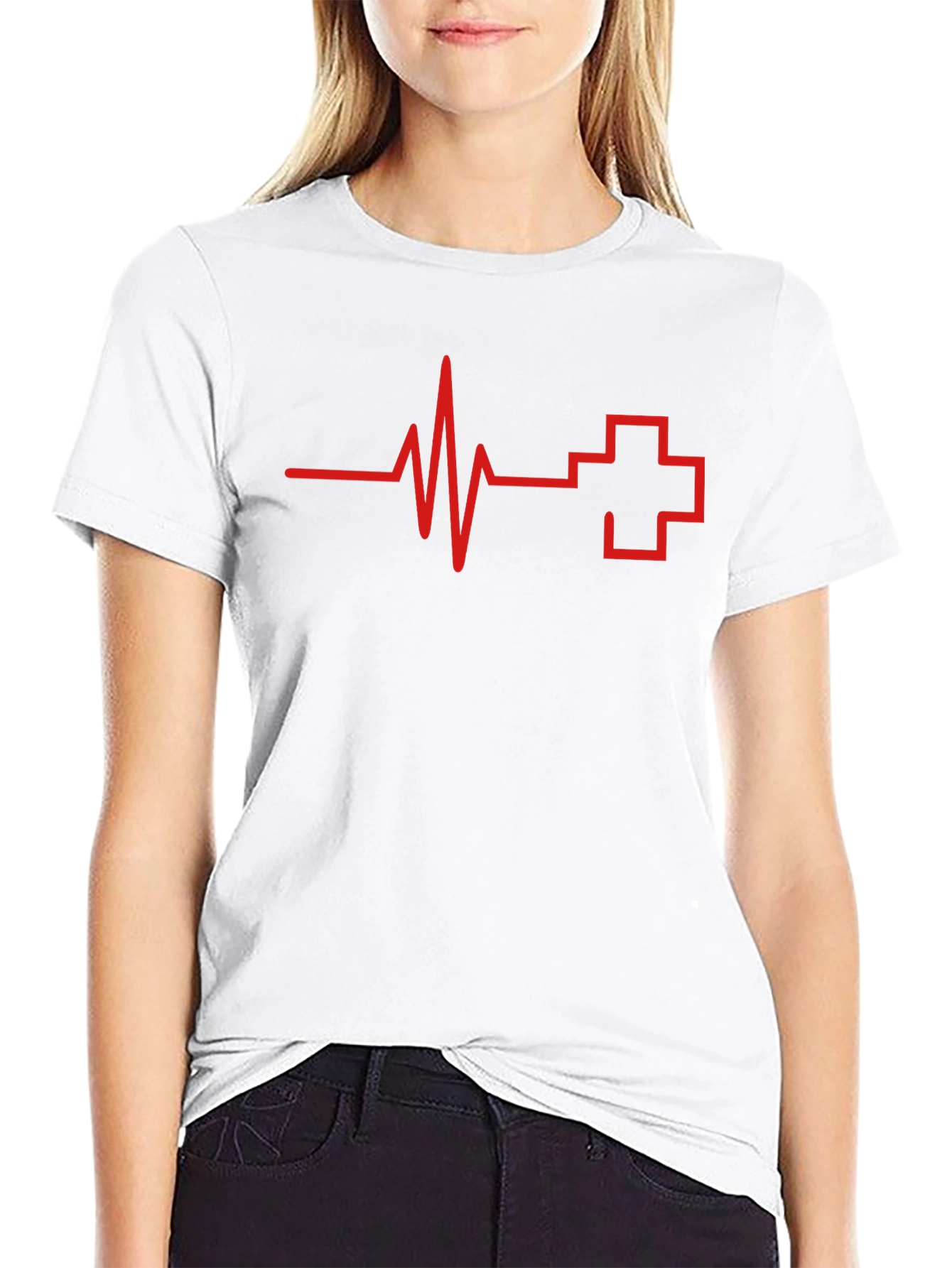 Heartbeat Cross Graphic Tee - Black Cotton