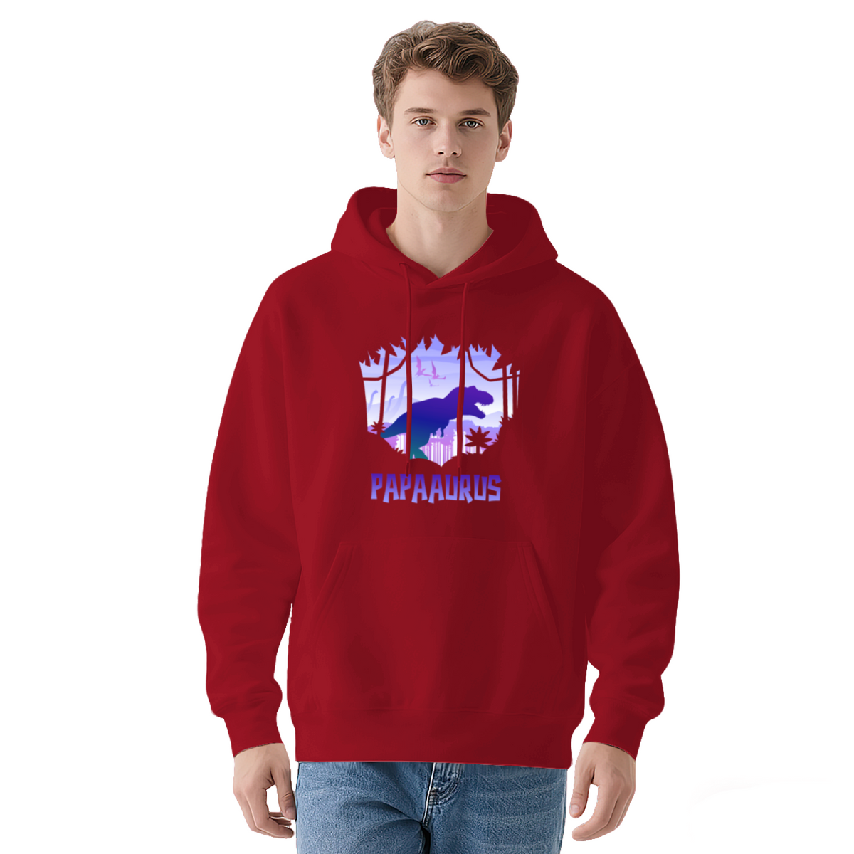 Retro Papa Dinosaur Graphic Men Hoodie, Family Soft Comfort