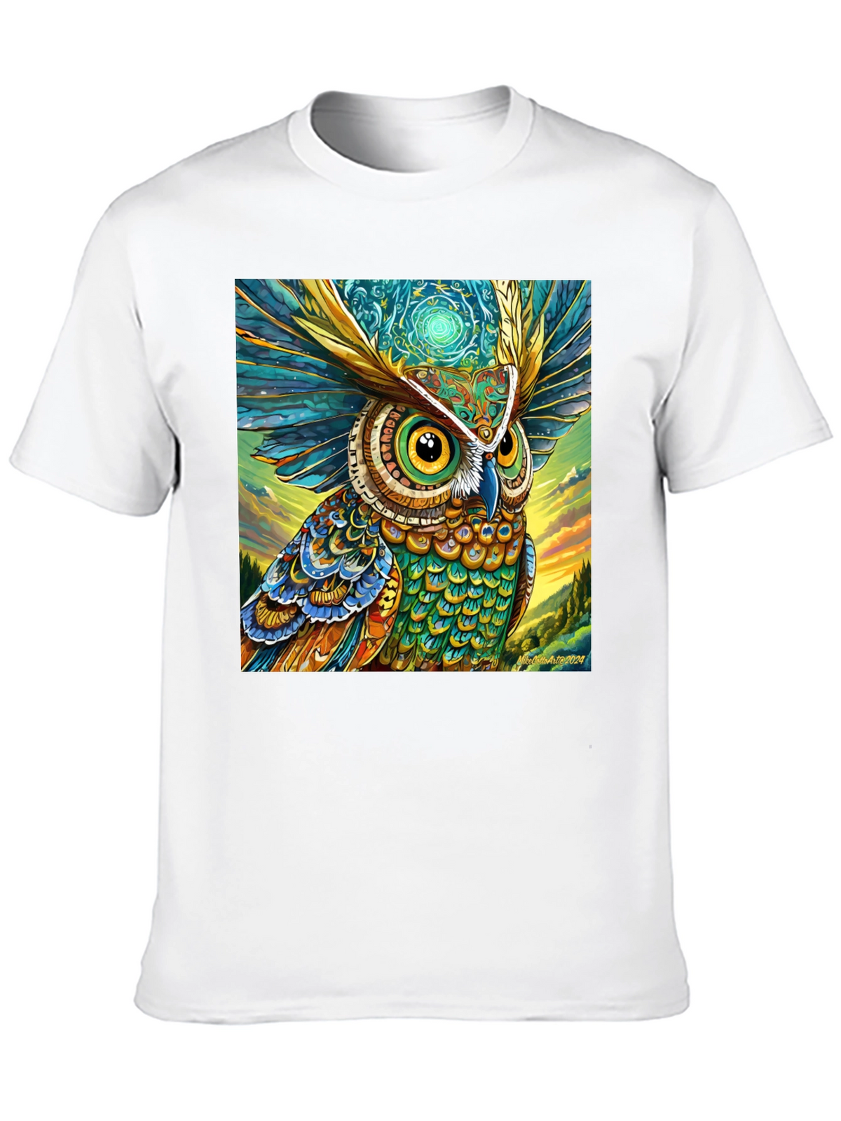 Owl Art Print Black Tee