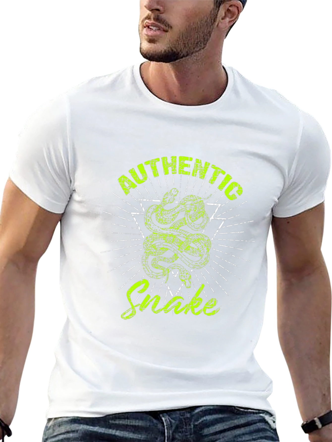 Authentic Snake Graphic Print Black T-Shirt
