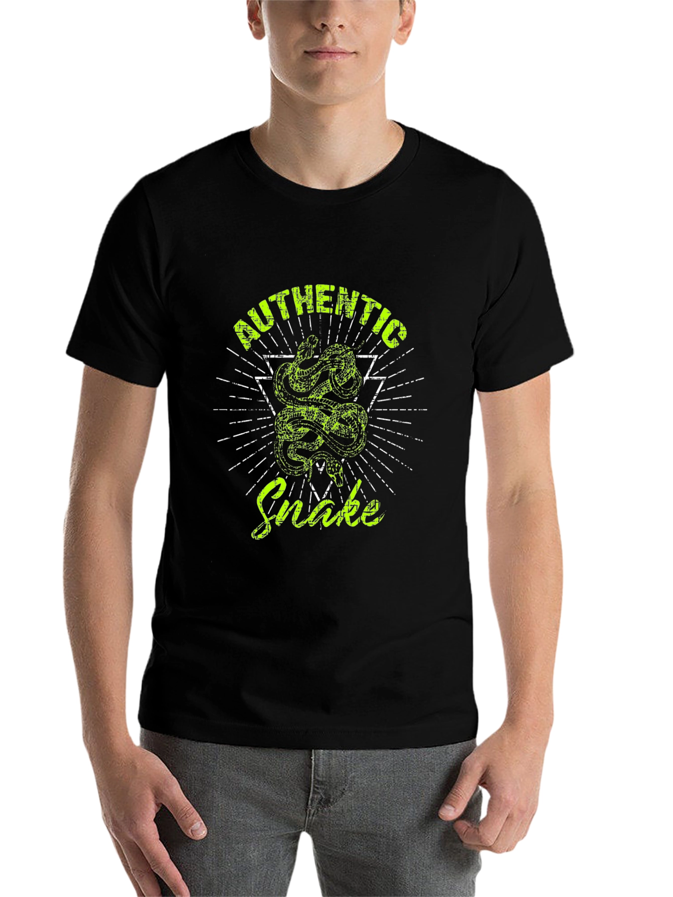 Authentic Snake Graphic Print Black T-Shirt