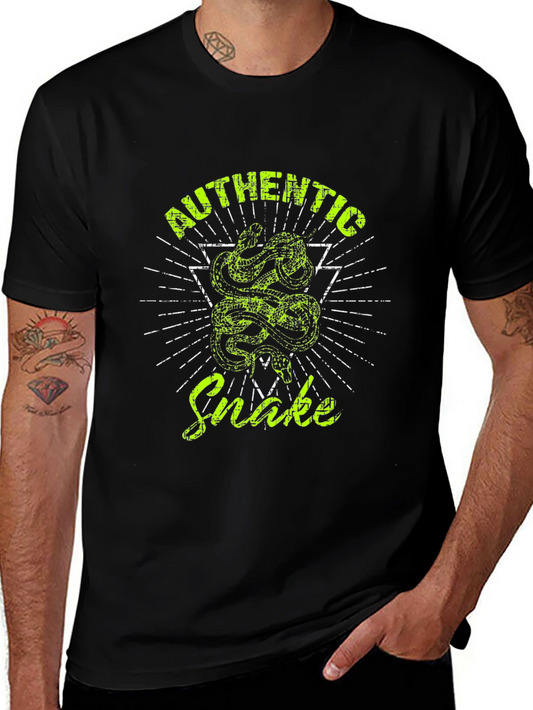 Authentic Snake Graphic Print Black T-Shirt