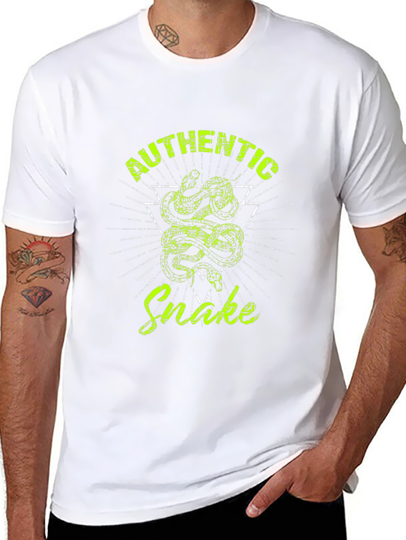 Authentic Snake Graphic Print Black T-Shirt