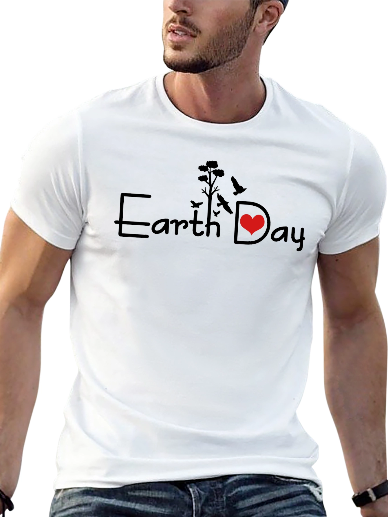Earth Day Graphic T-Shirt - Black Crew Neck Tee