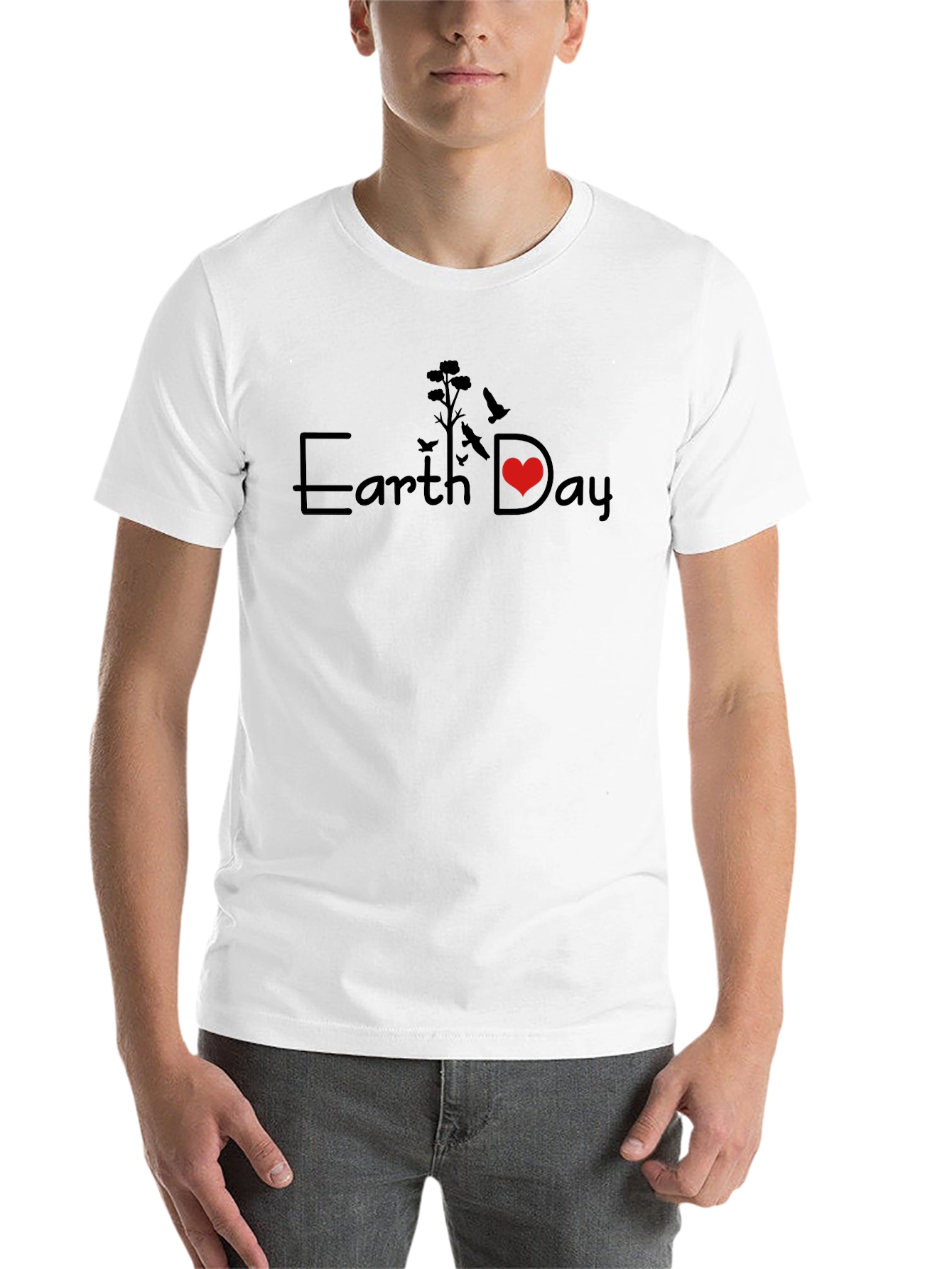 Earth Day Graphic T-Shirt - Black Crew Neck Tee