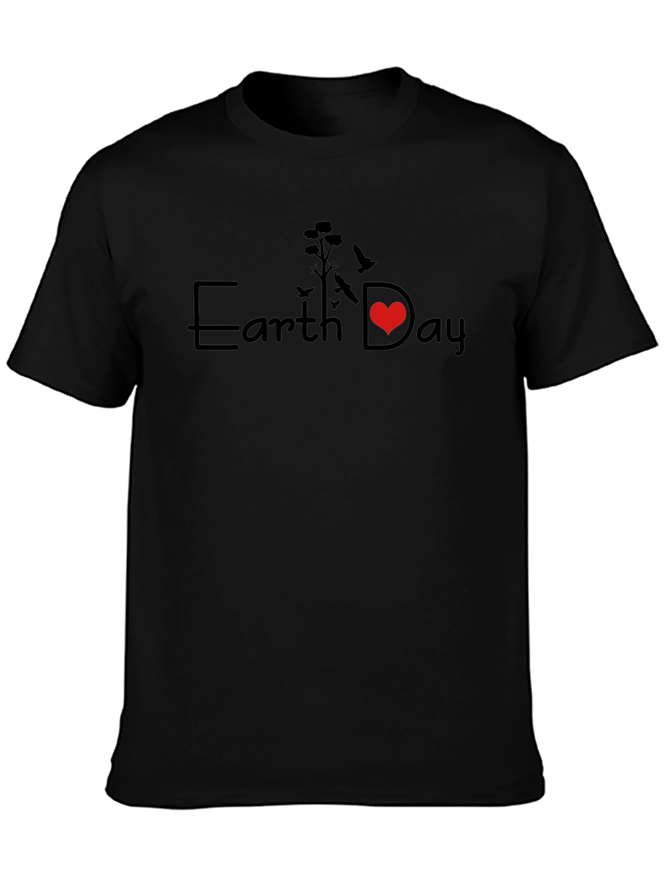 Earth Day Graphic T-Shirt - Black Crew Neck Tee