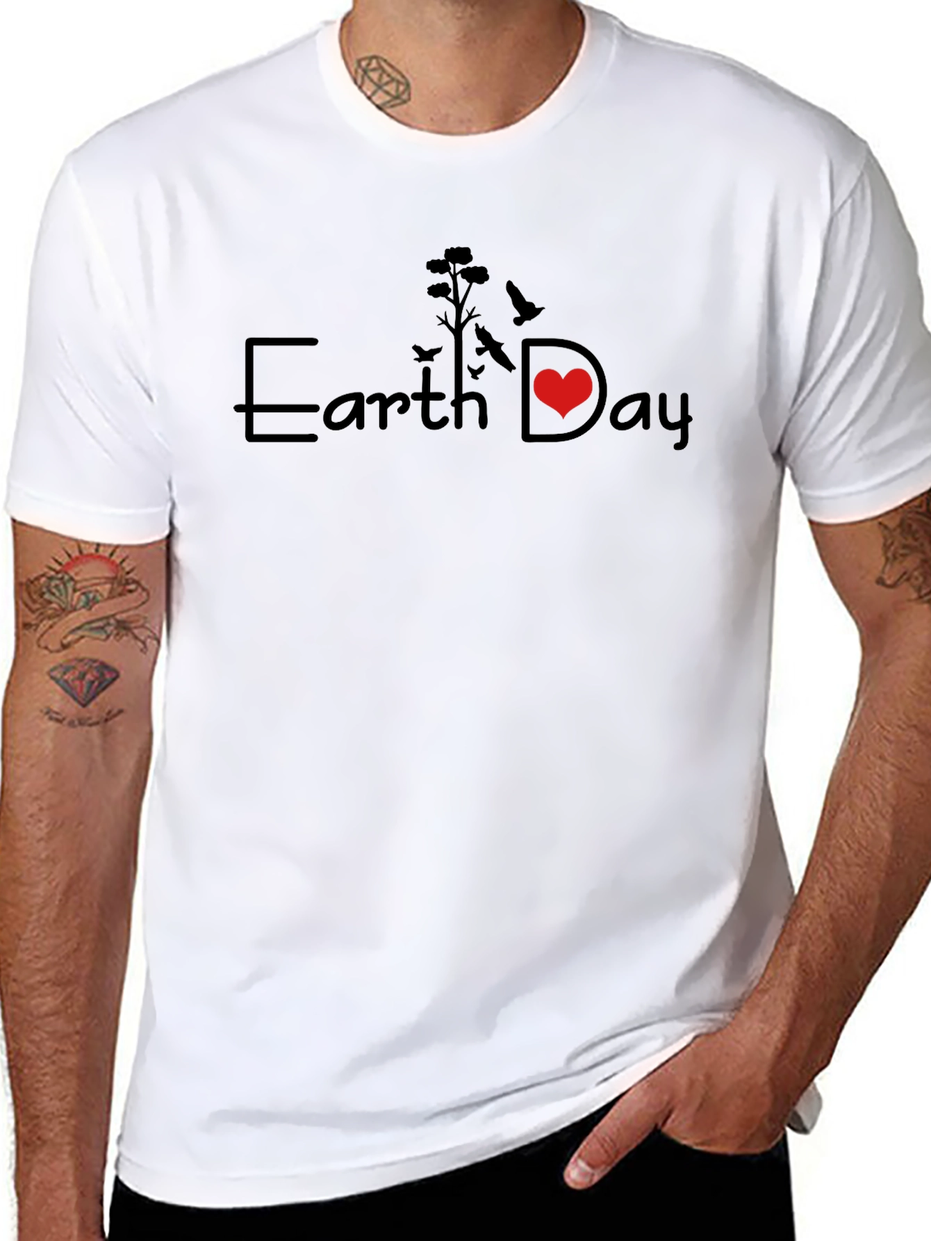 Earth Day Graphic T-Shirt - Black Crew Neck Tee