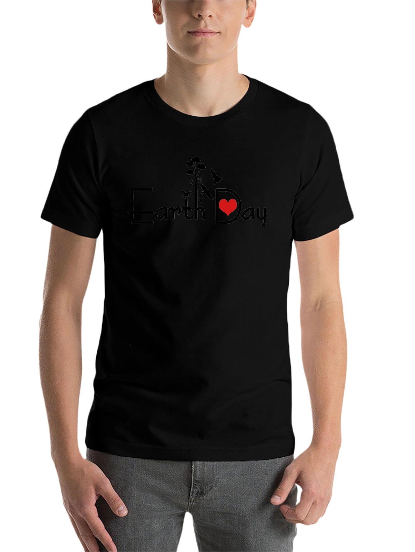 Earth Day Graphic T-Shirt - Black Crew Neck Tee