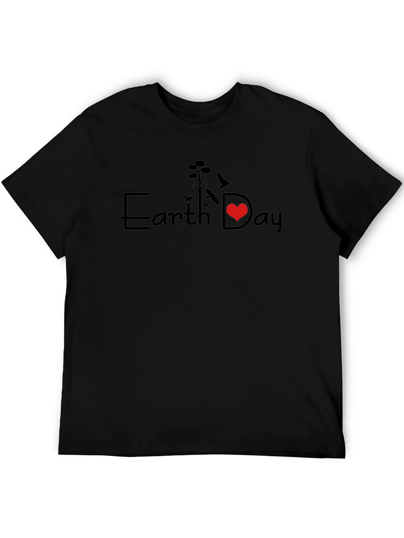 Earth Day Graphic T-Shirt - Black Crew Neck Tee