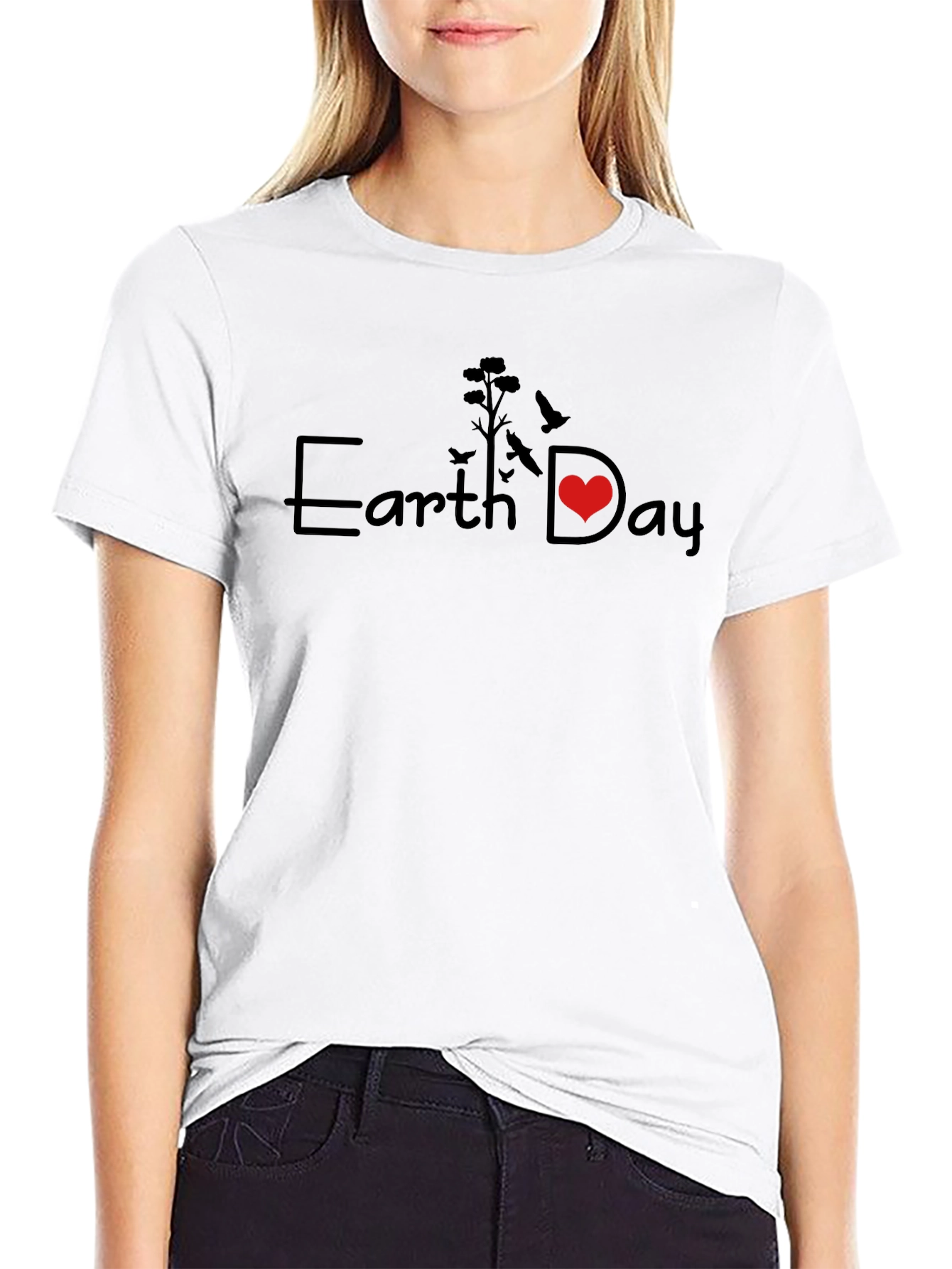 Earth Day Graphic T-Shirt - Black Crew Neck Tee