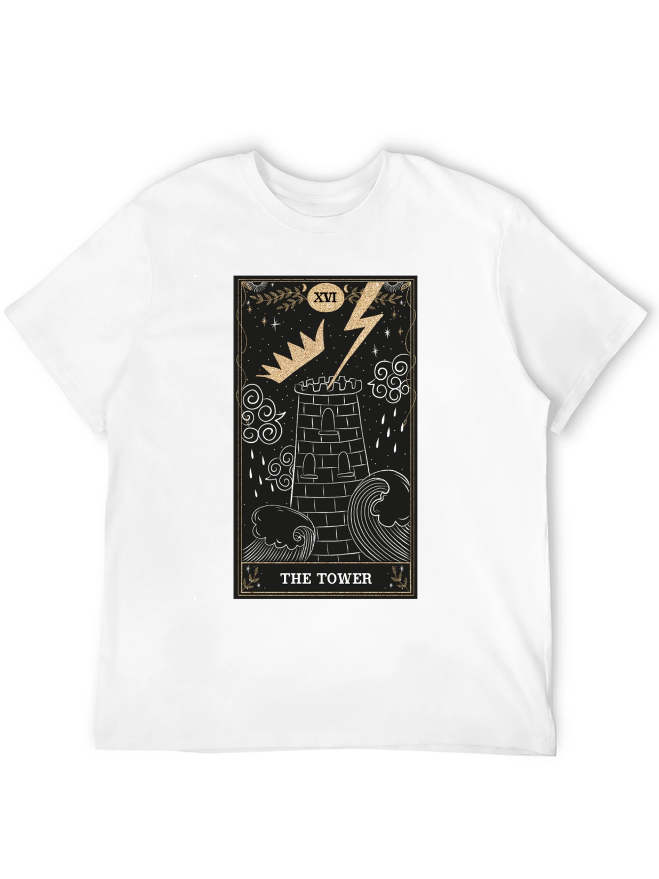 The Tower Tarot Card Black Graphic T-Shirt