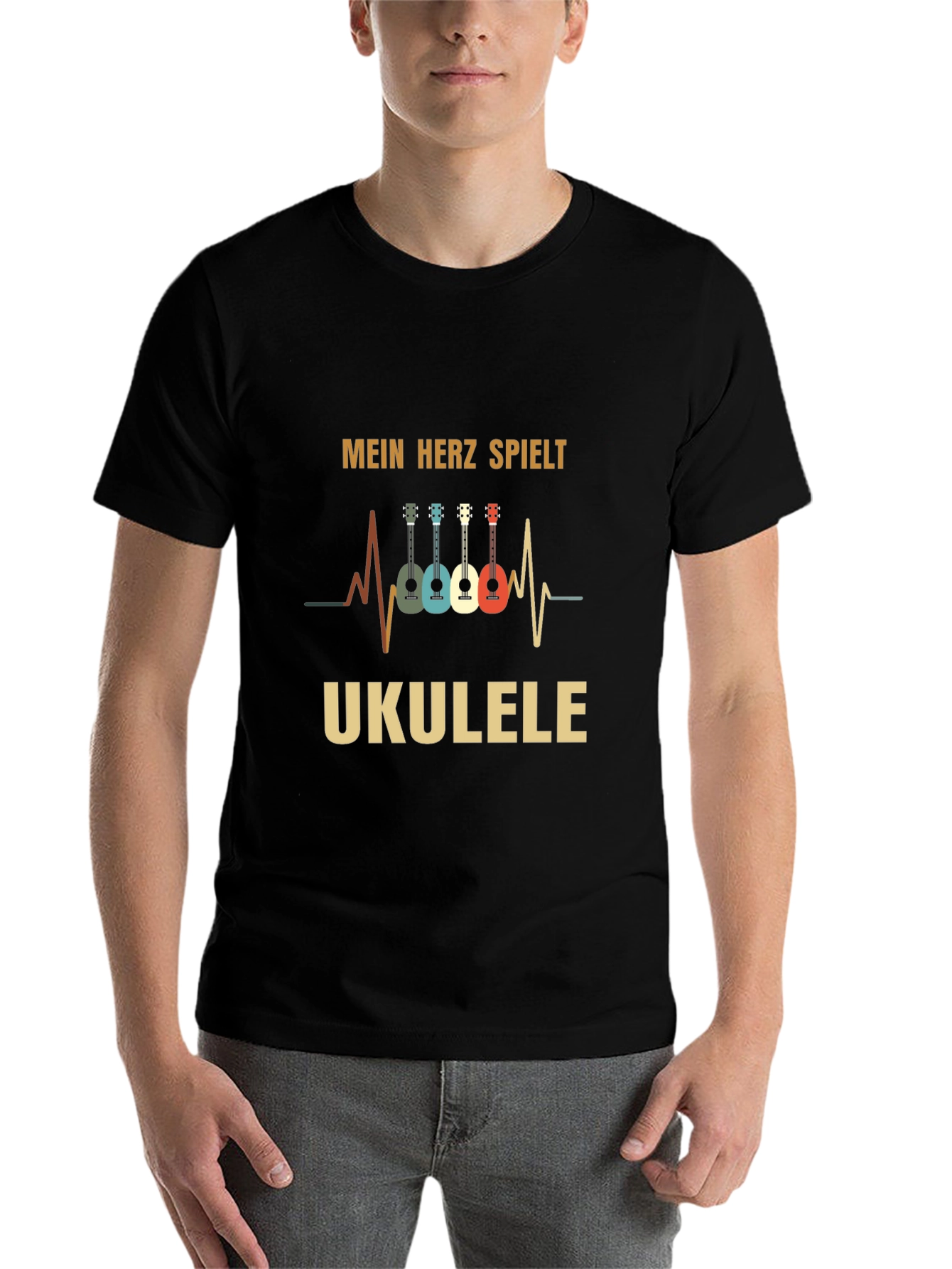 Mein Herz Spielt Ukulele Black T-Shirt