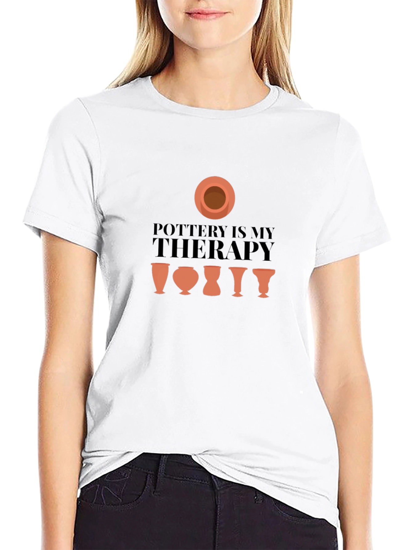 Pottery is My Therapy Black T-Shirt