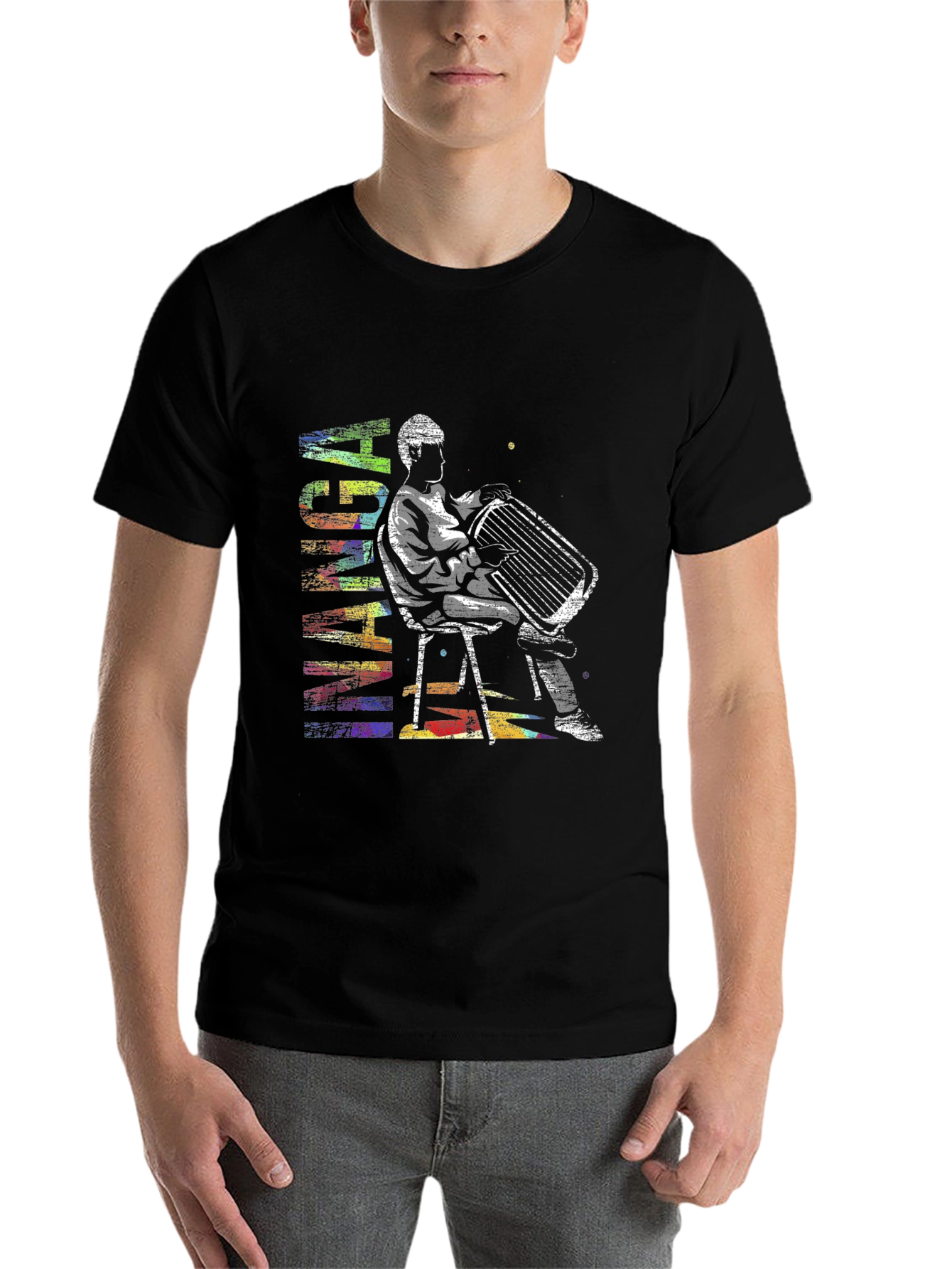 Abstract Accordion Player Graphic T-Shirt