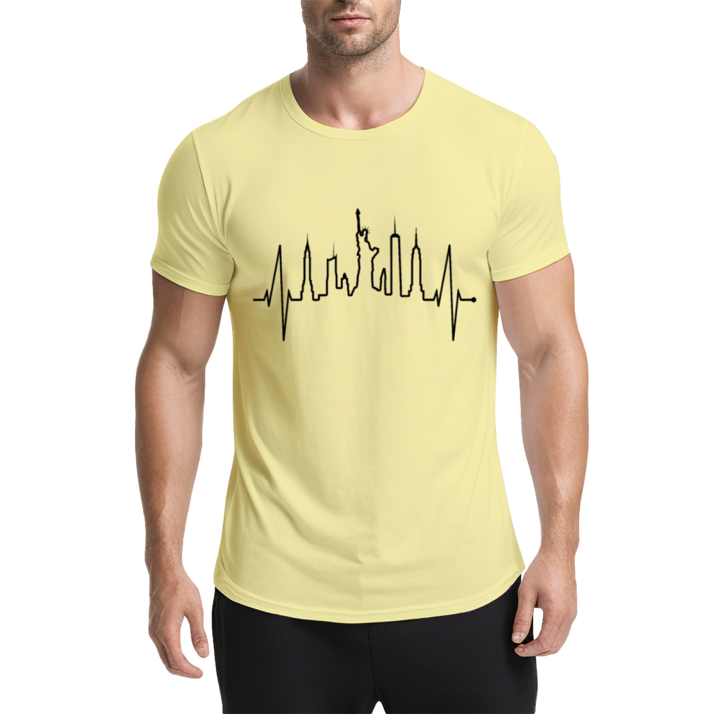 NYC Skyline EKG Heartbeat City Lover Graphic T-Shirt