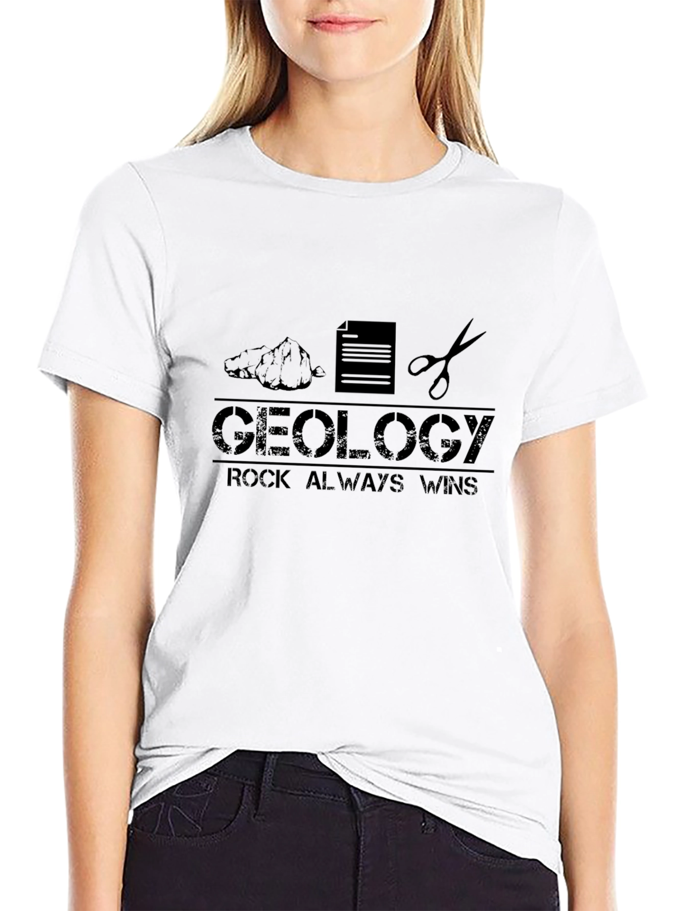 Geology Rock Always Wins Black T-Shirt