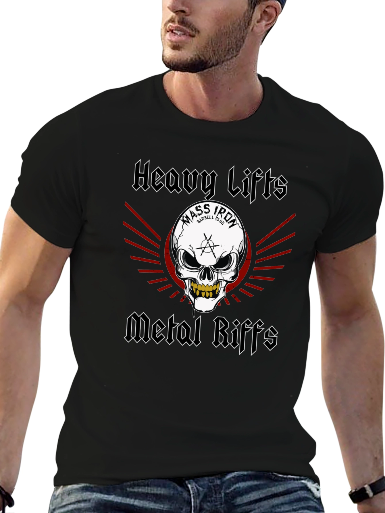 Heavy Lifts Metal Riffs Graphic T-Shirt