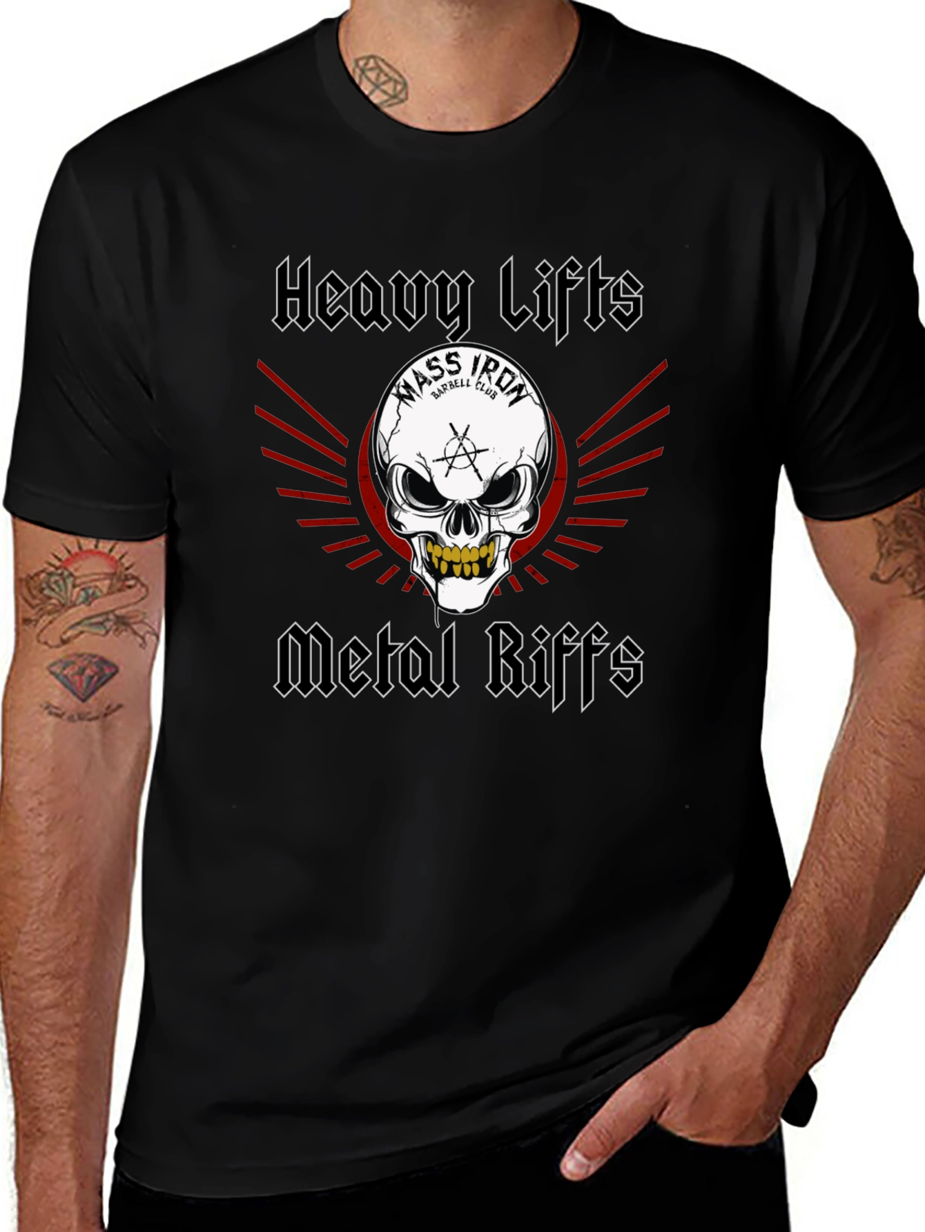 Heavy Lifts Metal Riffs Graphic T-Shirt