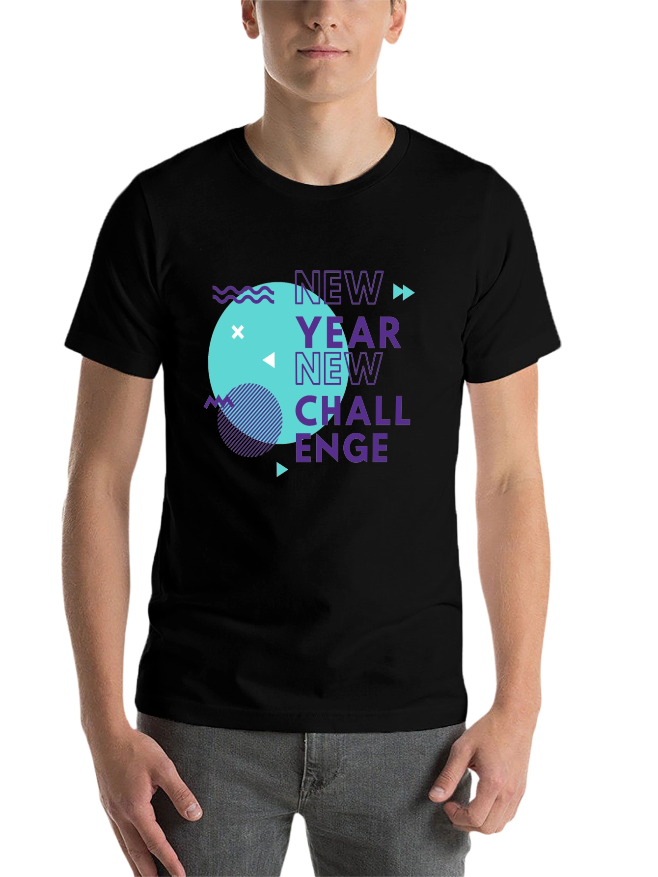 New Year Challenge Graphic Tee - Stylish Black T-Shirt