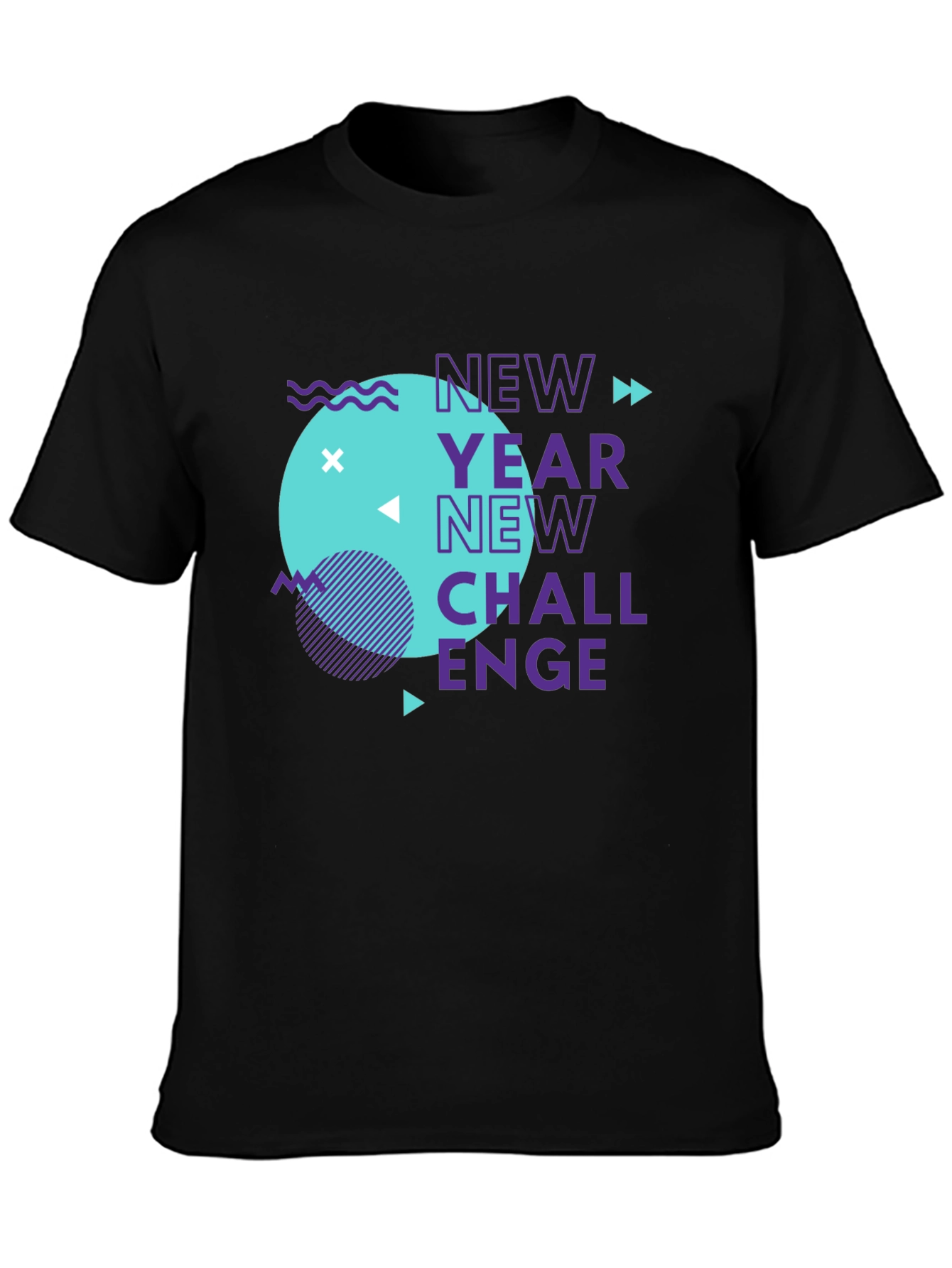 New Year Challenge Graphic Tee - Stylish Black T-Shirt