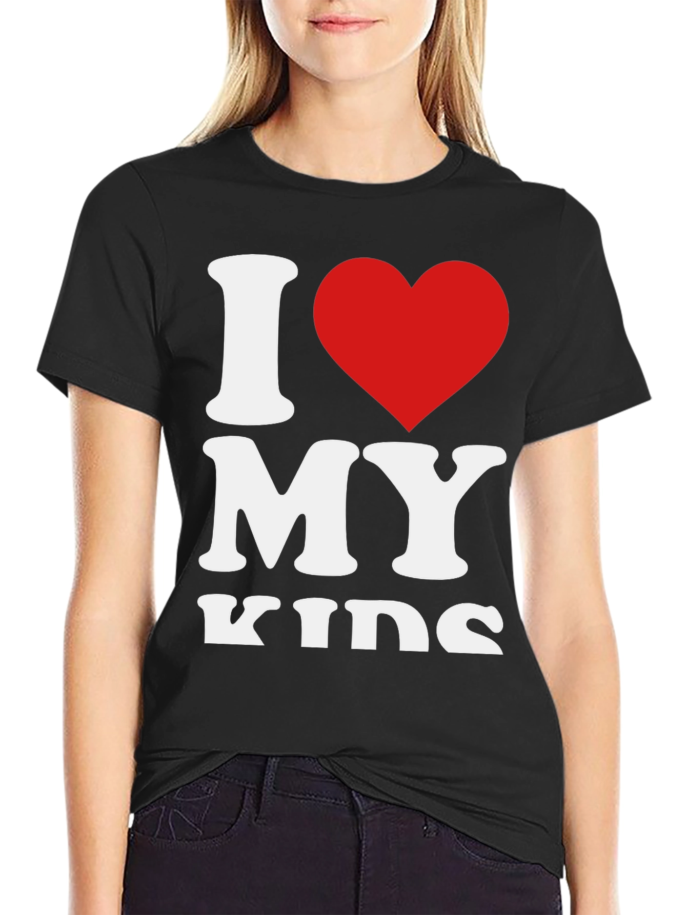 I Heart My Kids Graphic Tee - Black